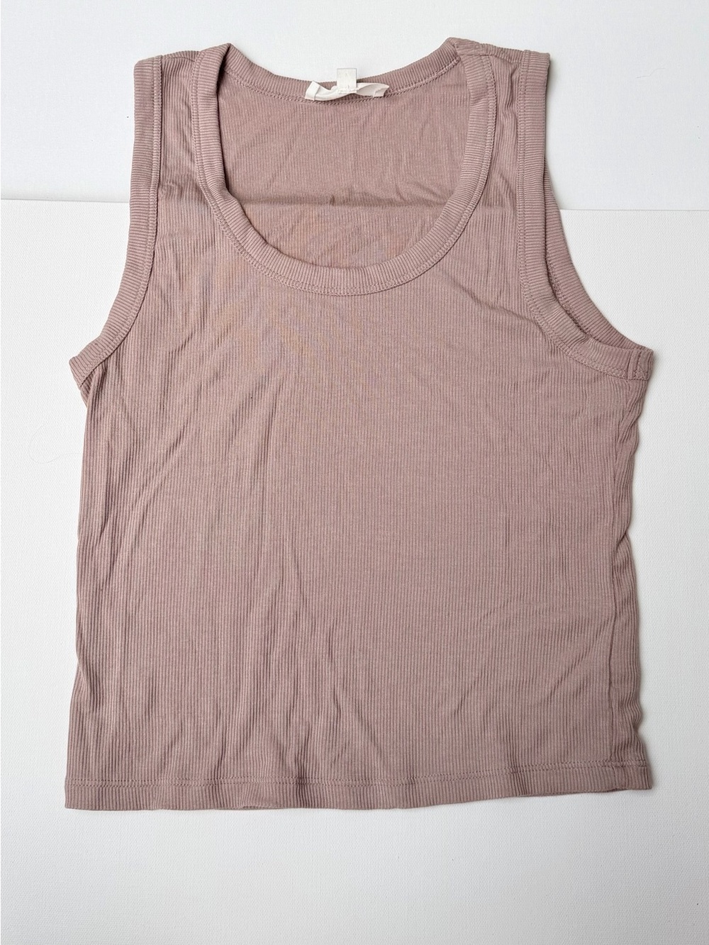 Sleeveless Ribbed Scoop Neck Tank - Dusty Mauve